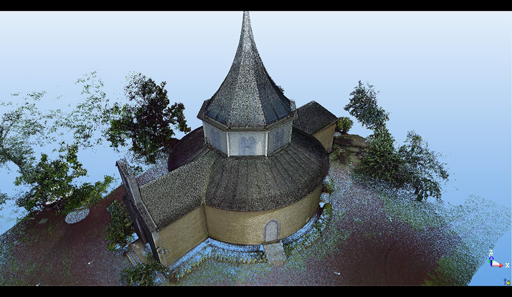 Photo / numérisation 3D de la chapelle pointue à Saint Paul, La Réunion