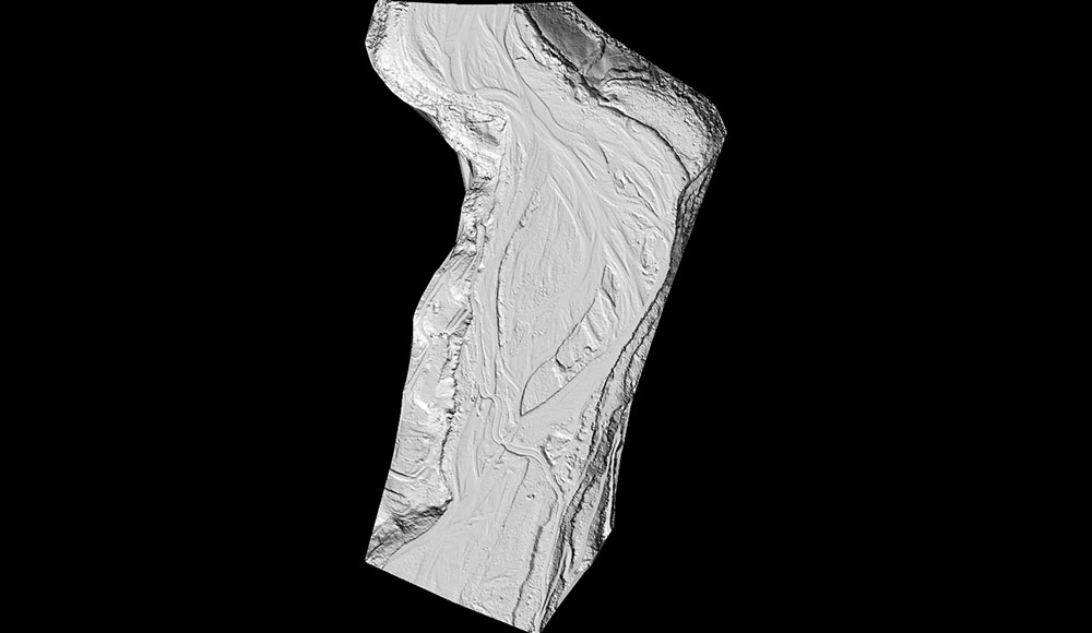 Digital Elevation Model (DEM) du Radier du Ouaki réalisée par Arcad Ingénierie